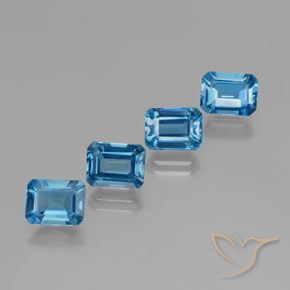 Gemme di Topazio Blu svizzero naturale da 8.03 ct, Ottagonale / Taglio smeraldo, VVS-VS