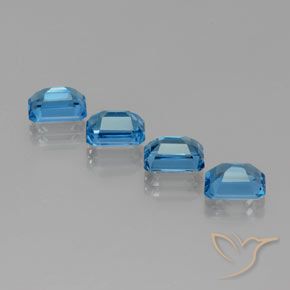 Gemme di Topazio Blu svizzero naturale da 8.03 ct, Ottagonale / Taglio smeraldo, VVS-VS