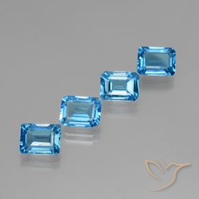 Gemme di Topazio Blu svizzero naturale da 8.18 ct, Ottagonale / Taglio smeraldo, VVS-VS