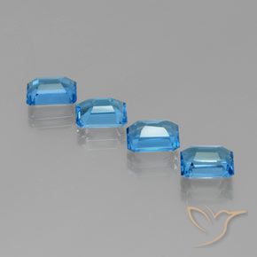 Gemme di Topazio Blu svizzero naturale da 8.18 ct, Ottagonale / Taglio smeraldo, VVS-VS
