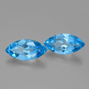 Gemme di Topazio Blu svizzero naturale da 8.80 ct, Taglio marquise, VVS-VS