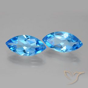 Gemme di Topazio Blu svizzero naturale da 7.87 ct, Taglio marquise, VVS-VS