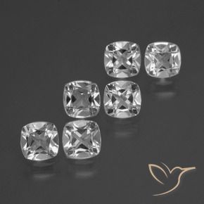Gemme di Topazio Bianco trasparente naturale da 2.88 ct, Cuscino, VVS-VS