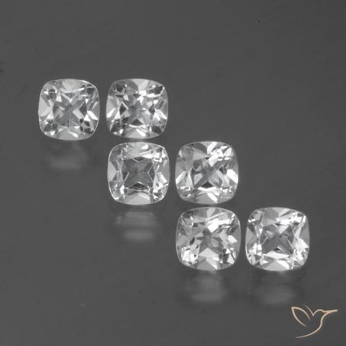 Topazio naturale bianco da 3,03 ct, taglio a cuscino, VVS-VS