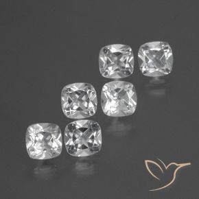 Gemme di Topazio Bianco trasparente naturale da 3.12 ct, Cuscino, VVS-VS
