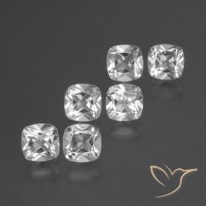 Gemme di Topazio Bianco trasparente naturale da 3.00 ct, Cuscino, VVS-VS