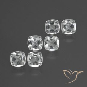 Gemme di Topazio Bianco trasparente naturale da 3.19 ct, Cuscino, VVS-VS