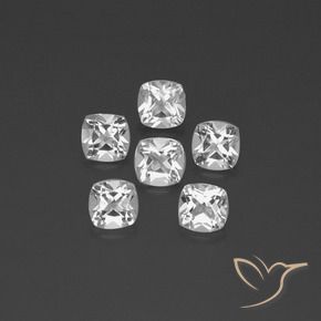 Gemme di Topazio Bianco trasparente naturale da 3.10 ct, Cuscino, VVS-VS