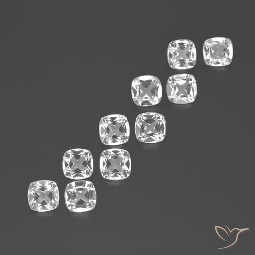 Topazio naturale bianco da 4,53 ct, taglio a cuscino, VVS-VS