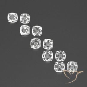 Topazio naturale bianco da 4,53 ct, taglio a cuscino, VVS-VS