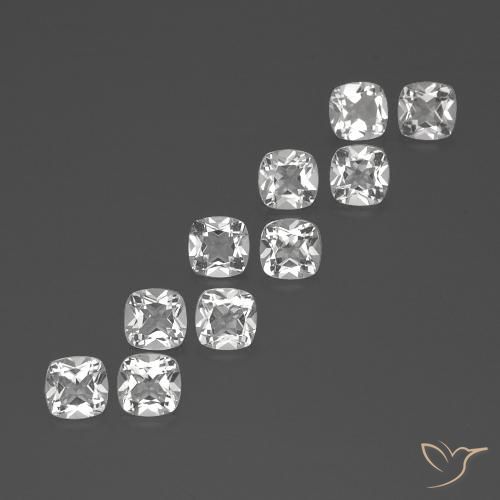 Topazio naturale bianco da 4,74 ct, taglio a cuscino, VVS-VS