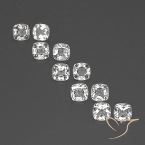 Topazio naturale bianco da 4,74 ct, taglio a cuscino, VVS-VS