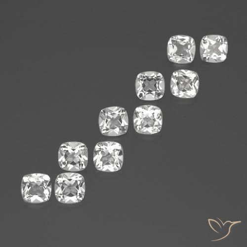 Topazio naturale bianco da 4,89 ct, taglio a cuscino, VVS-VS