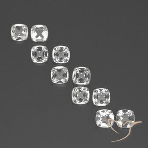 Gemme di Topazio Bianco trasparente naturale da 4.40 ct, Cuscino, VVS-VS