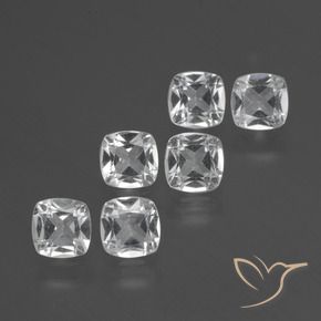 Gemme di Topazio Bianco trasparente naturale da 2.50 ct, Cuscino, VVS-VS
