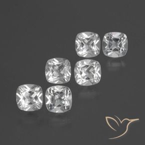 Gemme di Topazio Bianco naturale da 3.21 ct, Cuscino, VVS-VS
