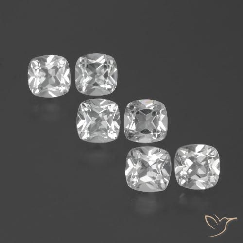 Topazio naturale bianco da 2,96 ct, taglio a cuscino, VVS-VS