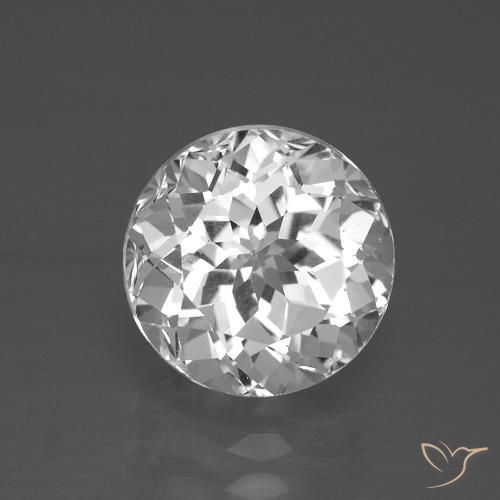 4.14ct Naturale Bianco trasparente Topazio, Rotondo, VVS-VS