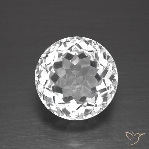 3.40ct Naturale Bianco trasparente Topazio, Rotondo, VVS-VS
