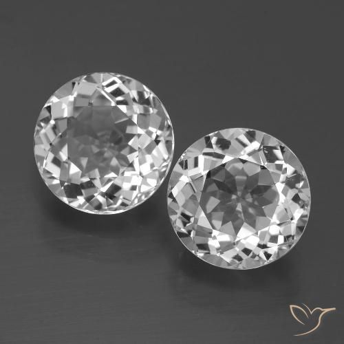 Topazio naturale bianco da 7,05 ct, taglio rotondo, VVS-VS
