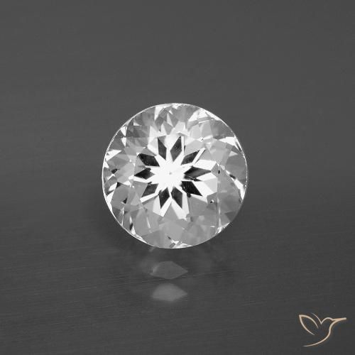 Topazio naturale bianco da 3,74 ct, taglio rotondo, VVS-VS