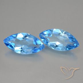 Gemme di Topazio Blu svizzero naturale da 8.14 ct, Taglio marquise, VVS
