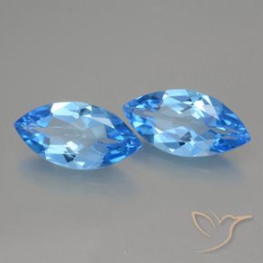 Gemme di Topazio Blu svizzero naturale da 8.48 ct, Taglio marquise, VVS-VS