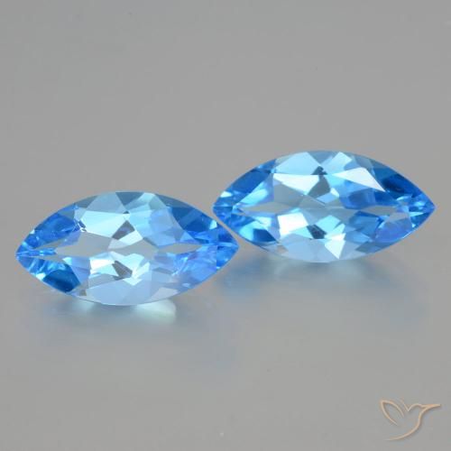 Gemme di Topazio Blu svizzero naturale da 8.79 ct, Taglio marquise, VVS