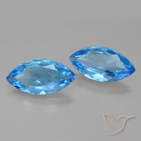 Gemme di Topazio Blu svizzero naturale da 7.21 ct, Taglio marquise, VS
