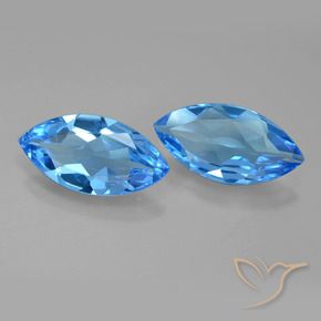 Gemme di Topazio Blu svizzero naturale da 6.53 ct, Taglio marquise, VVS-VS