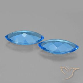 Gemme di Topazio Blu svizzero naturale da 6.53 ct, Taglio marquise, VVS-VS