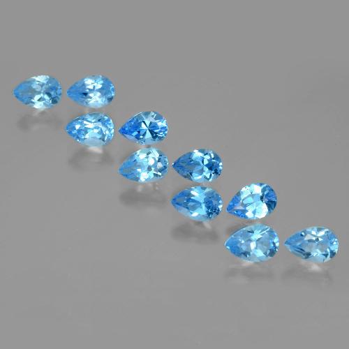 Topazio naturale blu da 5,30 ct, taglio a pera, VVS-VS