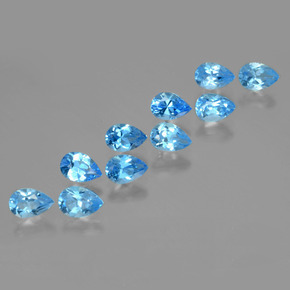 Topazio naturale blu da 5,30 ct, taglio a pera, VVS-VS