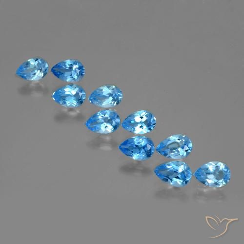 Topazio naturale blu da 4,63 ct, taglio a pera, VVS-VS
