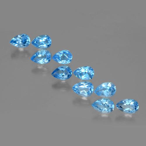 Gemme di Topazio Blu svizzero naturale da 5.47 ct, Forma a pera, VVS-VS