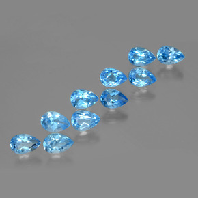 Gemme di Topazio Blu svizzero naturale da 5.47 ct, Forma a pera, VVS-VS