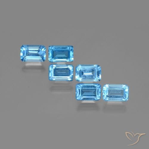 Topazio naturale blu da 4,26 ct, taglio smeraldo, VS