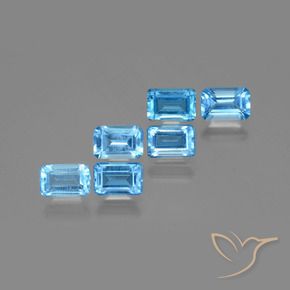 Topazio naturale blu da 4,26 ct, taglio smeraldo, VS