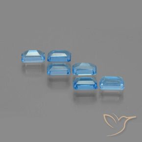 Topazio naturale blu da 4,26 ct, taglio smeraldo, VS