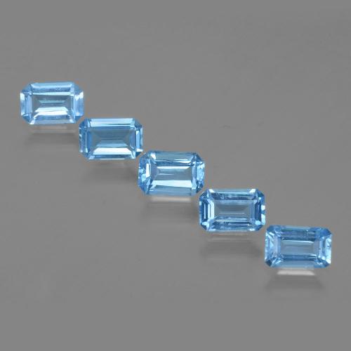 Gemme di Topazio Blu svizzero naturale da 3.09 ct, Taglio smeraldo, VVS-VS