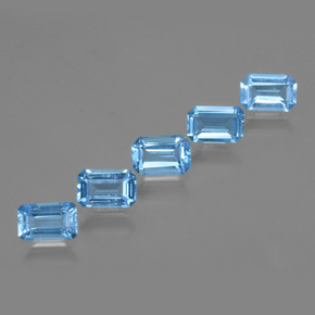 Gemme di Topazio Blu svizzero naturale da 3.09 ct, Taglio smeraldo, VVS-VS