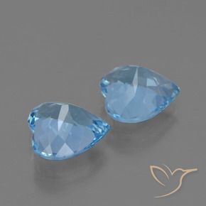 Gemme di Topazio Celeste naturale da 5.78 ct, Cuore, VVS-VS