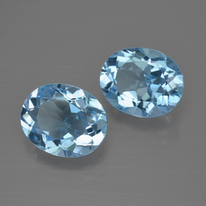 Gemme di Topazio Blu svizzero naturale da 6.20 ct, Ovale, VVS-VS