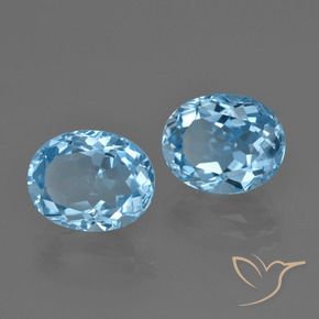 Gemme di Topazio Celeste naturale da 6.89 ct, Ovale, VVS-VS
