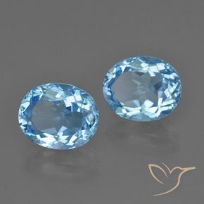 Gemme di Topazio Blu svizzero naturale da 6.57 ct, Ovale, VS