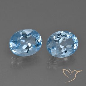 Gemme di Topazio Celeste naturale da 6.30 ct, Ovale, VVS