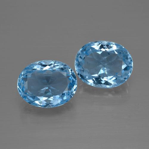 Gemme di Topazio Blu svizzero naturale da 6.96 ct, Taglio ovale, VS