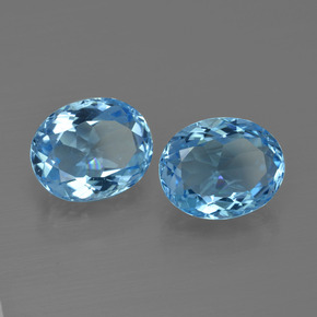 Gemme di Topazio Blu svizzero naturale da 6.96 ct, Taglio ovale, VS