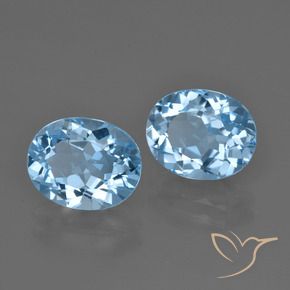 Gemme di Topazio Celeste naturale da 6.91 ct, Ovale, VVS-VS