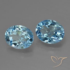 Gemme di Topazio Celeste naturale da 6.03 ct, Ovale, VVS